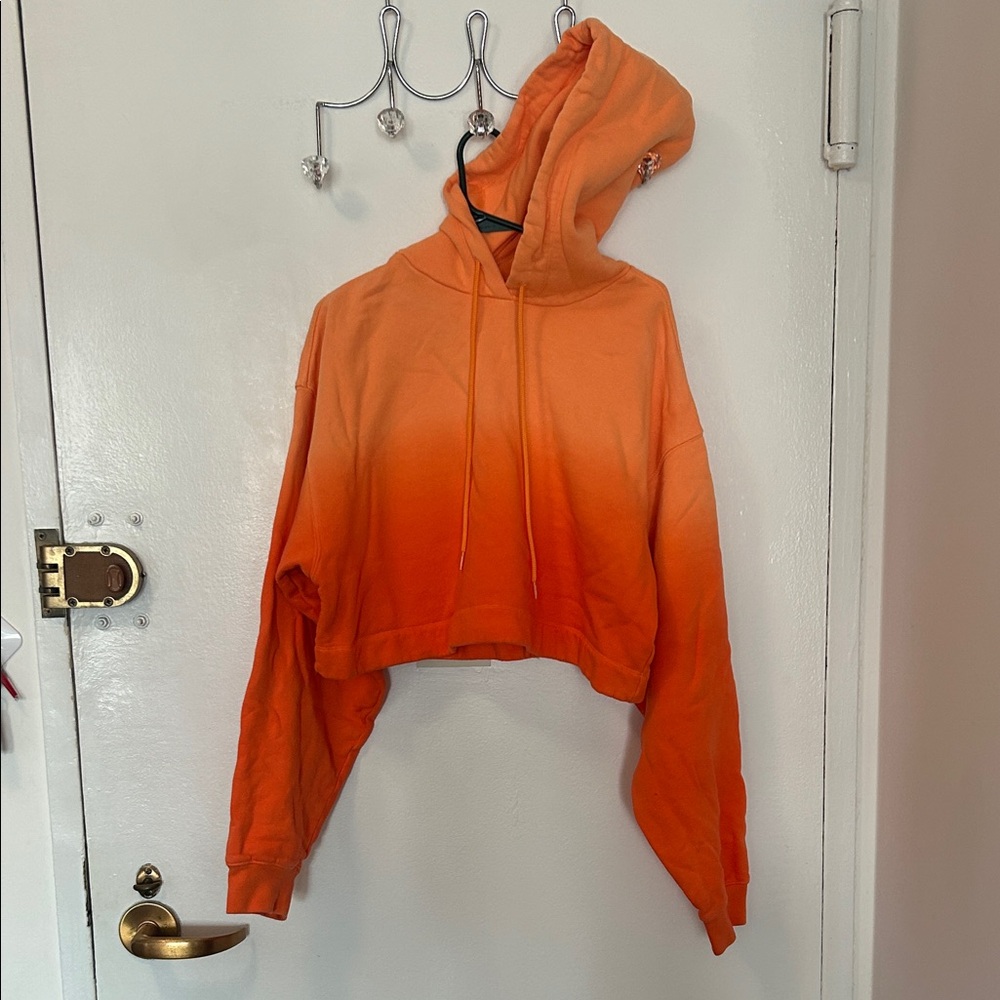All Orange Ombre Cropped Hoodie